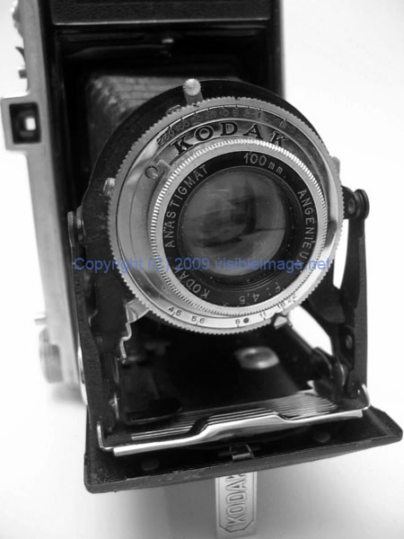 kodak folding camera 3 - lens closeup